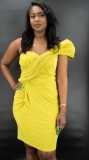 Dally Off Shoulder Raffle Yellow Dress